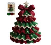 HoveeLuty Knitting Kit Christmas Tree Knitting Kit for Beginners with Bow Pearl Easy DIY Crafts for Adults Christmas Holiday Decorations, Red + Green Adult Craft Kits for Beginners Adults