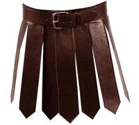 HoveeLuty Medieval Costume, PU Leather Roman Skirt Adjustable Medieval Warrior Tassel Waist Belt with Buckle Kilt for Men Women Party Cosplay, Brown Skirt Men Kilt for Belt