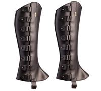 HoveeLuty Medieval Leg Armor 1 Pair Renaissance Medieval Boot Covers PU Leather Leg Gaiters with Fixer Adjustable Costume for Party Cosplay Halloween, Black Costume Men