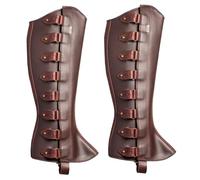 HoveeLuty Medieval Leg Armor 1 Pair Renaissance Medieval Boot Covers PU Leather Leg Gaiters with Fixer Adjustable Costume for Party Cosplay Halloween, Dark Brown Costume Men