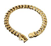 HoveeLuty Metal Dog Collar, Gold Chain Dog Collar with Secure Lock, 19mm Wide Cubans Style Collars for Large Dogs, 24inch Chain Collars Gold Metal