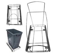 HoveeLuty Metal Trash Can Holder, Pull-Out, Chrome, Silver, 42x28x28cm, 46L, Kitchen Cabinet Trash Can Holder