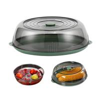 HoveeLuty Microwave Splatter Cover Food Covers with Tray 11.02'' Stackable Microwave Cover Food Grade PET Microwave Plate Cover Insulated Food Covers to Keep Food Fresh