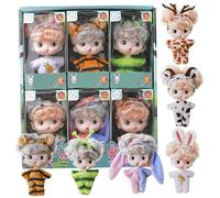 HoveeLuty Mini Baby Dolls with Big Eyes 3.2" Cute Realistic PVC Tiny Baby Doll with Outfits, Headband & Movable Joints, Safe Role Play Toys for Girls Boys, 6 Style Newborn Doll Mini Babies