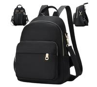 HoveeLuty Mini Backpack for Women Multi-Pocket Minimalist Black Small Backpack with Tote & Shoulder Strap Adjustable Waterproof Backpack Purse for Business, School, Travel