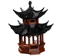 HoveeLuty Miniature Japanese Pagoda, 1.8x1.8x2.1 Inch Plastic, Green with Gold Accents