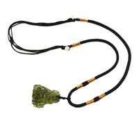 HoveeLuty Moldavite Necklace, Green Irregular Shape Moldavite Crystal Pendant with Necklace String, Czech Meteorite Rough Crystal Energy Stone Real