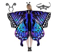 HoveeLuty Moth Costume, Colorful Halloween Butterfly Costume, Moth Cape Shawl with Headband & Lace Mask for Halloween Party Adults Butterfly Cape Cosplay Terrifier