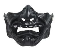 HoveeLuty Oni Mask Japanese Halloween Mask 7.9x4.7 Latex Hannya, Half Face Samurai with Fangs Black Warrior with Elastic Band Halloween Props for Cosplay Party Japanese