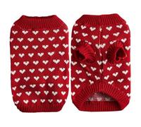 HoveeLuty Pet Sweater Soft Stretchy Knitted Small Dog Sweater with Cute Heart Pattern Comfortable Warm Cat for Cats and Dogs Daily Wear, Christmas, Wedding, Red, M Pet Sweatshirt Small