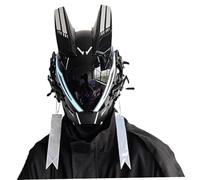 HoveeLuty Punk Mask LED White Light Mask Futuristic Cyber Techwear Helmet for Halloween Party Cosplay Anime, Not Include Battery Cosplay Futuristic