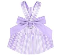 HoveeLuty Puppy Clothes for Small Dogs Girl Cute Bowknot Design Dog Dress Soft ＆ Skin Friendly Puppy Girl Clothes with D Ring Stylish Striped Summer Dog for 2.5-4 Lbs Dogs Outfit Kitten