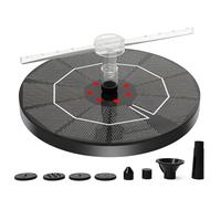 HoveeLuty Solar Fountain, Solar Bird Bath Fountain with Lights, Floating 8 LED Lights & 2 Nozzle Sets, 6.30 Inch Small Water Fountains Small Water Floating