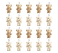 HoveeLuty Stuffed Animal Keychain 20Pcs Cute Blush Teddy Bear Plush Keychain Small Teddy Bear Ornaments Soft Tiny Bulk for Birthday, Valentine's Day, Party Favor, DIY Crafts