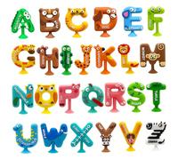 HoveeLuty Suction Bath Toys, 26PCS Cute Animal Alphabet Bath Toys, Montessori Sensory Educational Spelling Learning Tools for Kids, Toddler Suction for Babies Alphabet Learning