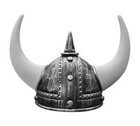 HoveeLuty Viking Helmet, Silver, Adult Halloween Costume, Viking Horned Helmet, Berserker Soldier Warrior Hat, Plastic, Medium (Head Circumference: 64 cm / 25.20 inches)