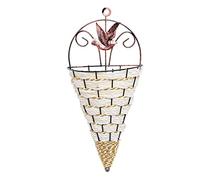 HoveeLuty Wall Hanging Flower Baskets Wicker Woven Wall-mounted Plant Pot Holder Cone Storage for Home Garden White