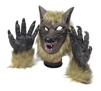 HoveeLuty Werewolf Costume Realistic Halloween Werewolf Mask & 1 Pair Paw Gloves Skin Friendly & Breathable Latex Scary Mask and Claws Gothic for Halloween Party Decorations Paw Gloves Wolf