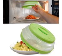 HOVER COVER Magnetic Microwave Splatter Cover - 12-Inch Collapsible - Green | High Power, Stronger Magnetic Grip, BPA-Free Lid, Vented Plate Guard with Steam Vents, Dishwasher Safe, Space-Saving Storage