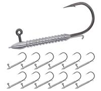 Hover Rig Jig Heads 12-Pack -2X Strong Weighted Swimbait Hooks for Bass Fishing- Freshwater Sizes #1 1/32oz to 3/0 1/8oz (3/64oz-#1 (12pk))