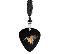 Hovering of Kingfisher Guitar Pick Necklace Personalized Pendant Necklace Jewelry Pick Necklace Gift