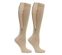 Hovershoes 1 Pair Plus Size Compression Socks with Zipper for Women Men, 20-30 mmhg Extra Wide Calf Knee High Stockings for Circulation Support