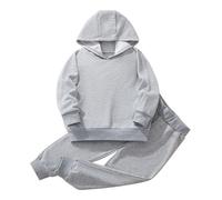 Hovershoes Boys Girls Hooded Sweatshirt Outfit Set Autumn Winter Outdoor 2 Piece Track Suit Toddlers Solid Color Long Sleeved Hoodie and Tapered Trousers 3 4 5 6 7 8 T