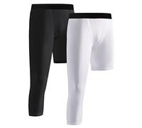 Hovershoes Boys One Leg 3/4 Compression Pants 2Pcs Athletic Tights Running Basketball Training Capris Tights Youth Sport Leggings
