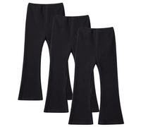 Hovershoes Girls Flare Leggings Kids Ribbed Flared Pants Elastic High Waisted Bell Bottoms Yoga Pants Children School Trousers for 3 4 5 6 7 8 Years Old Black