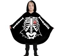 Hovershoes Glow in the Dark Ghost Costumes for Kids Boys Girls Unisex Halloween Costume Cape Hooded Fancy Dress White Ghost/Black Skeleton Cloak Poncho Children Trick or Treating Party Cosplay Outfit