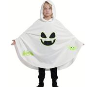 Hovershoes Glow in the Dark Ghost Costumes for Kids Boys Girls Unisex Halloween Costume Cape Hooded Fancy Dress White Ghost/Black Skeleton Cloak Poncho Children Trick or Treating Party Cosplay Outfit