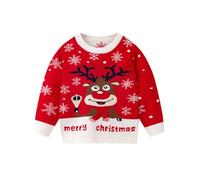 Hovershoes Kids Christmas Knit Sweater Cartoon Jumper Boys Girls Outdoor Sports Xmas Festive Warm Tops Long Sleeve Round Neck Pullover Autumn Winter Knitwear Warm Fashion Sporty Clothings 3 4 5 6 7T