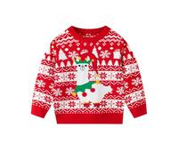 Hovershoes Kids Christmas Knit Sweater Cartoon Jumper Boys Girls Outdoor Sports Xmas Festive Warm Tops Long Sleeve Round Neck Pullover Autumn Winter Knitwear Warm Fashion Sporty Clothings 3 4 5 6 7T
