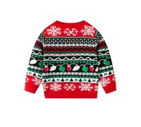 Hovershoes Kids Christmas Knit Sweater Cartoon Jumper Boys Girls Outdoor Sports Xmas Festive Warm Tops Long Sleeve Round Neck Pullover Autumn Winter Knitwear Warm Fashion Sporty Clothings 3 4 5 6 7T