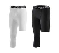 Hovershoes Men's Compression Pants Base Layer Tights 1 or 2 Pcs 3/4 One Leg Compression Leggings for Basketball Workout