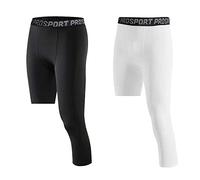 Hovershoes Men's Compression Pants Base Layer Tights 1 or 2 Pcs 3/4 One Leg Compression Leggings for Basketball Workout