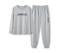 Hovershoes Mens Long Pyjama Set Cotton Long Sleeve T-Shirt Top & Bottom Pants Sleepwear 2 Piece Loungewear Nightwear Cosy PJs - Gifts for Him