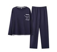 Hovershoes Mens Long Pyjama Set Cotton Long Sleeve T-Shirt Top & Bottom Pants Sleepwear 2 Piece Loungewear Nightwear Cosy PJs - Gifts for Him