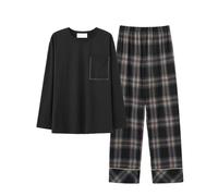 Hovershoes Mens Long Pyjama Set Cotton Long Sleeve T-Shirt Top & Bottom Pants Sleepwear 2 Piece Loungewear Nightwear Cosy PJs - Gifts for Him