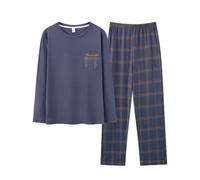 Hovershoes Mens Long Pyjama Set Cotton Long Sleeve T-Shirt Top & Bottom Pants Sleepwear 2 Piece Loungewear Nightwear Cosy PJs - Gifts for Him