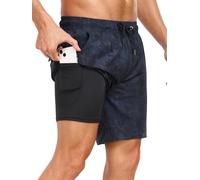 Hovershoes Mens Swimming Shorts Men's Swim Shorts & Trunks with Compression Liner Quick Dry Board Shorts 2 in 1 Swim Short with Pockets Summer Pool Beach Swimsuit and Bathing Suit