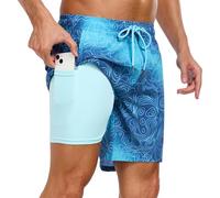 Hovershoes Mens Swimming Shorts Men's Swim Shorts & Trunks with Compression Liner Quick Dry Board Shorts 2 in 1 Swim Short with Pockets Summer Pool Beach Swimsuit and Bathing Suit