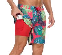 Hovershoes Mens Swimming Shorts Men's Swim Shorts & Trunks with Compression Liner Quick Dry Board Shorts 2 in 1 Swim Short with Pockets Summer Pool Beach Swimsuit and Bathing Suit