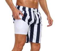 Hovershoes Mens Swimming Shorts Men's Swim Shorts & Trunks with Compression Liner Quick Dry Board Shorts 2 in 1 Swim Short with Pockets Summer Pool Beach Swimsuit and Bathing Suit