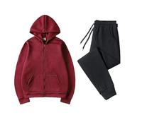 Hovershoes Men's Women's Hooded Sweatshirt Outfit Set Autumn Winter Outdoor 2 Piece Track Suit Solid Color Zippered Sports Cardigan and Tapered Trousers S M L XL XXL 3XL