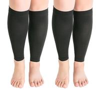 Hovershoes Plus Size Compression Calf Sleeves 2 Pairs for Women Men, 20-30mmhg Calf Support Sleeve Footless Compression Socks for Varicose Veins, Shin Splints, Edema, Recovery