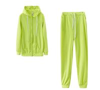 Hovershoes Women's Sweatshirt Set Hooded Jacket Sets 2 Piece Set Solid zip Hoodie and leggings 2 Piece Autumn Winter Cardigan Tracksuit S M L XL 2XL