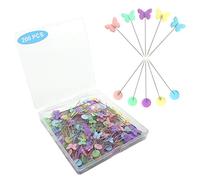 Hovesty 200pcs Sewing Pins, Flat Head Straight Pins with Butterfly and Flower Colored Heads, Long 2.16inch Quilting Pins for Dressmaker, Craft, Sewing Project and DIY Decoration by