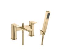 Hoveton Brushed Brass Effect Deck-Mounted (2Th) Shower Mixer Tap