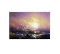 Hovhannes Aivazovsky The Ninth Wave Painter Masterpiece Poster Canvas Wall Art Picture Prints Hanging Photo Idea Decor Homes Artworks 12x18inch(30x45cm)